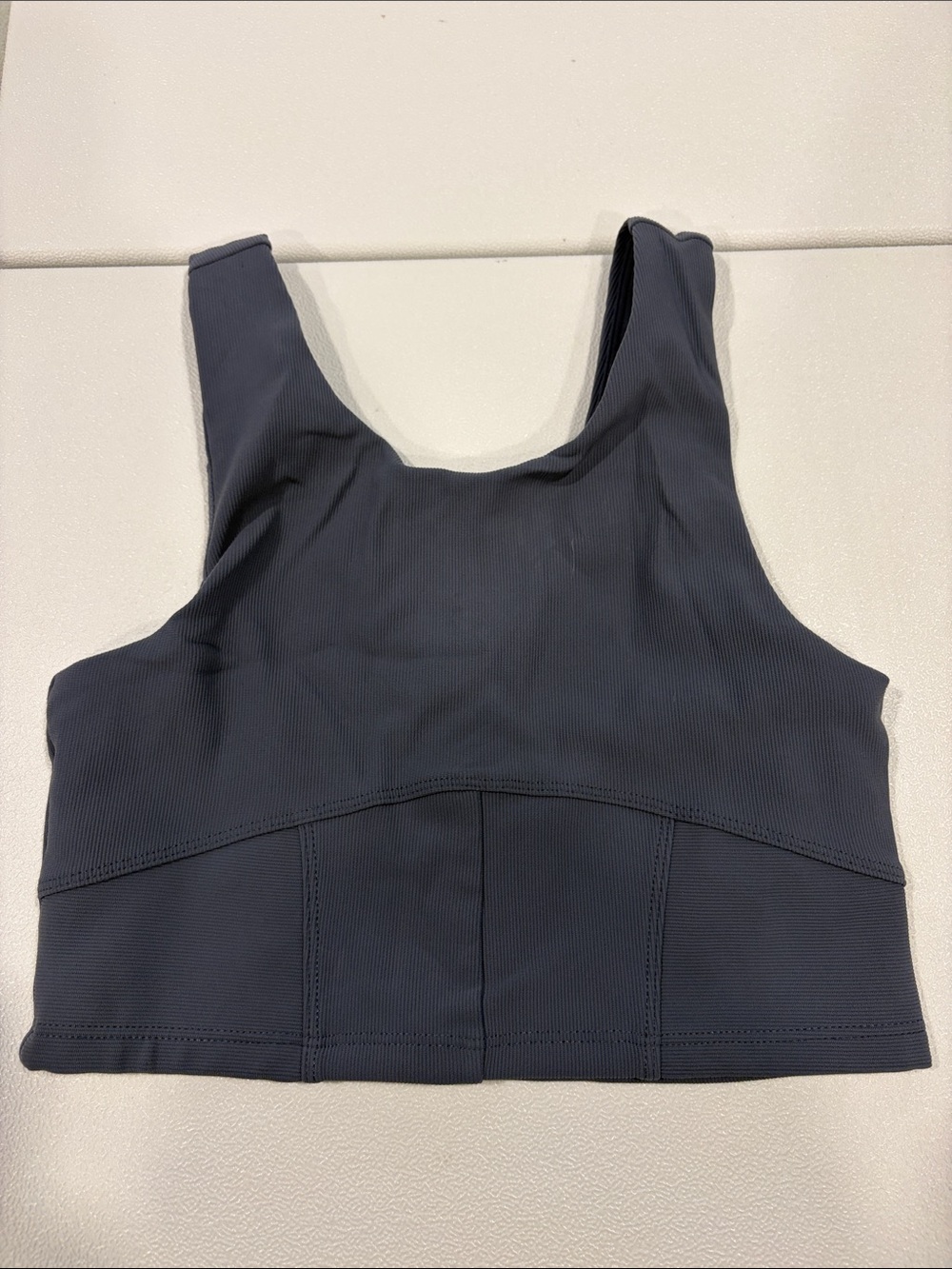 Zella Girl Ribbed Scoop Sports Bra — Charcoal Gray